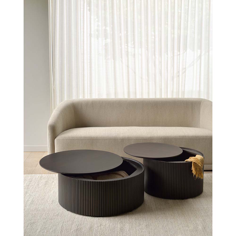 Roller Max Round Coffee Table - Dark Brown Mahogany - 14"H - Image 7