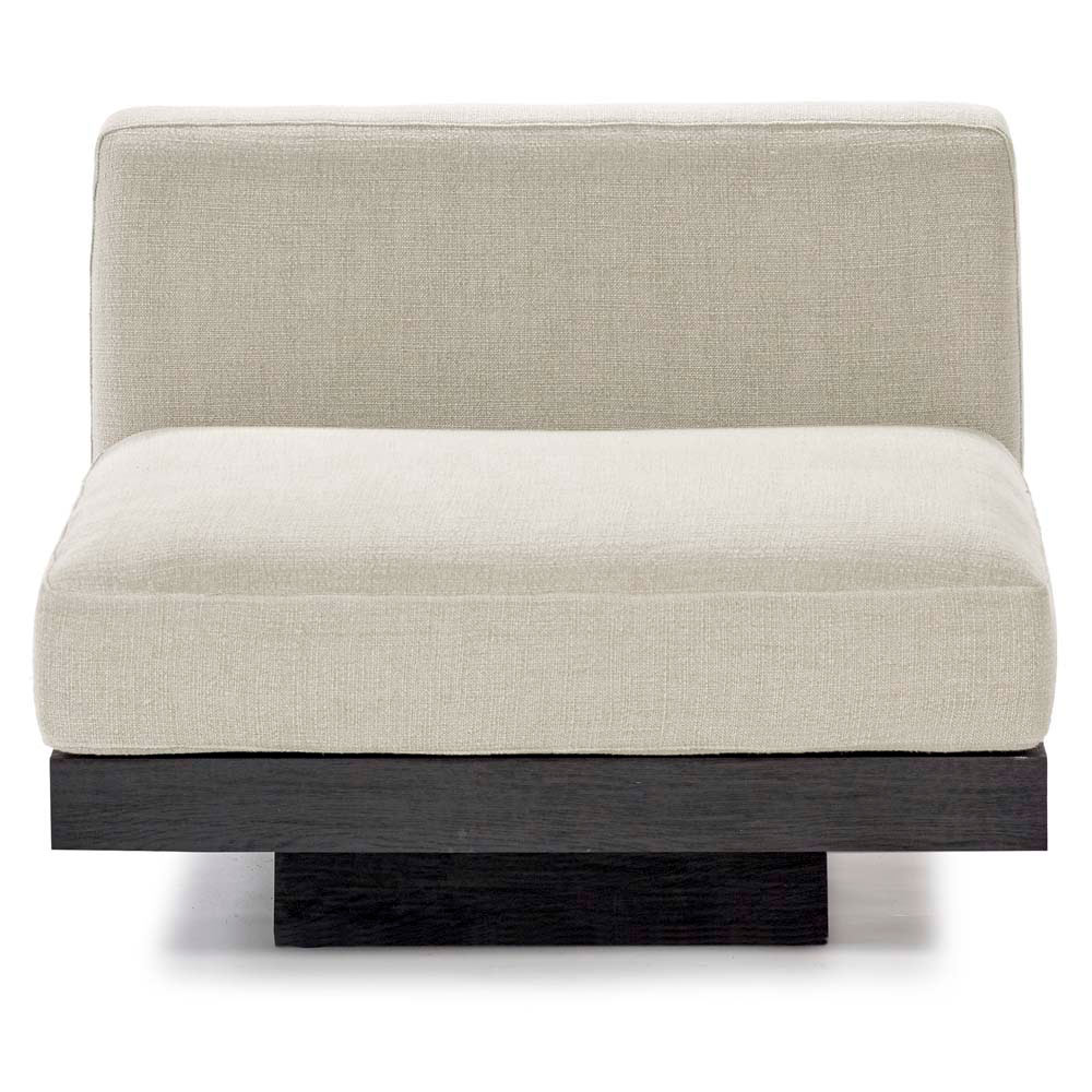 Rudolph 1 Seater Bench - Beige Cushions, Black Oak Base - Image 2