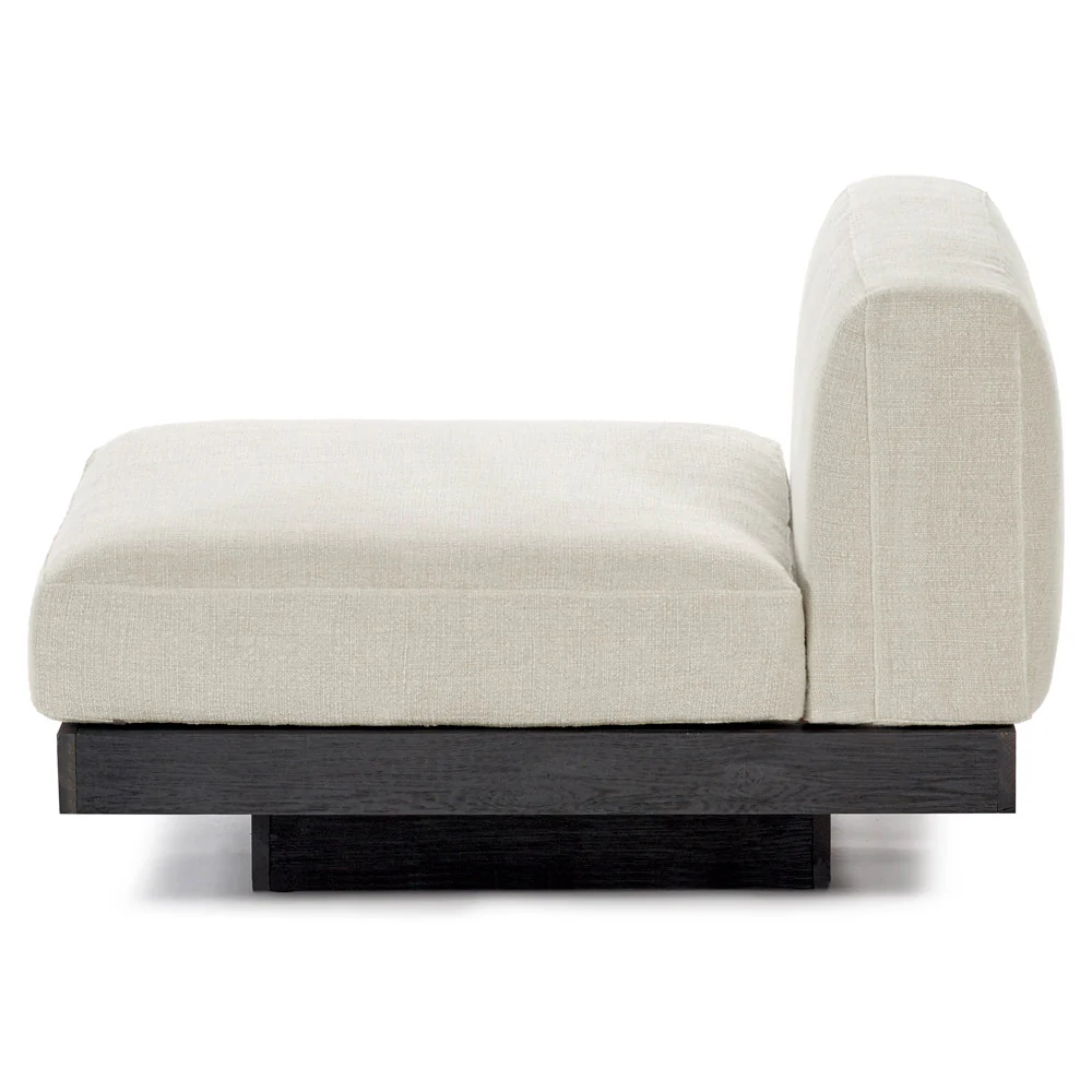 Rudolph 1 Seater Bench - Beige Cushions, Black Oak Base - Image 3