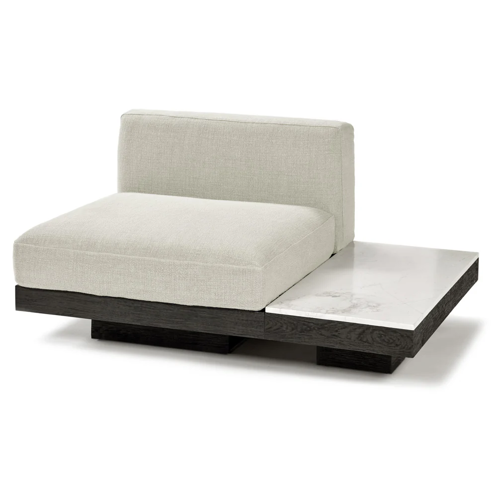 Rudolph 1 Seater Bench - Beige Cushions, Black Oak Base - Image 5