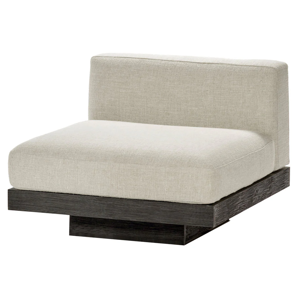 Rudolph 1 Seater Bench - Bone Cushions, Black Oak Base