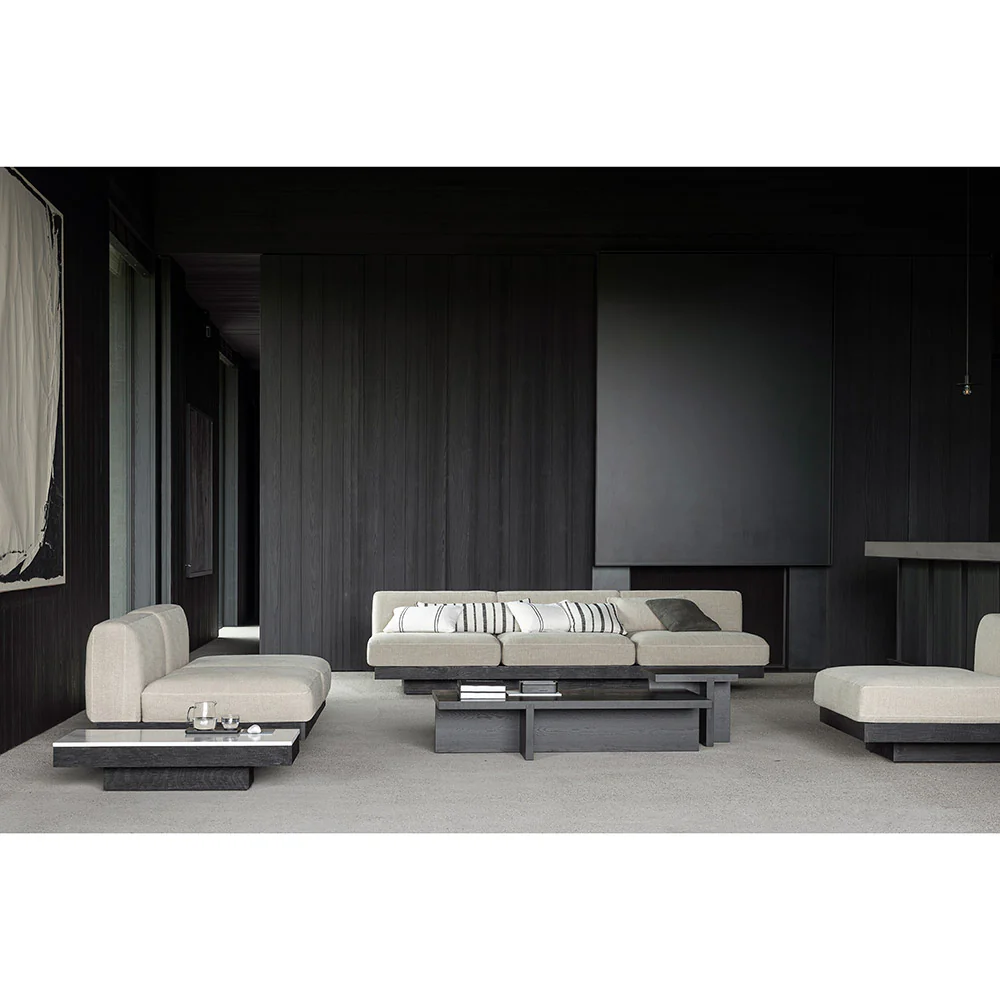 Rudolph 1 Seater Bench - Bone Cushions, Black Oak Base - Image 10