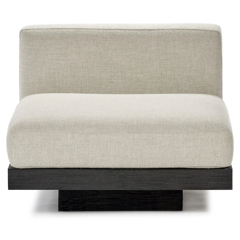Rudolph 1 Seater Bench - Bone Cushions, Black Oak Base - Image 2