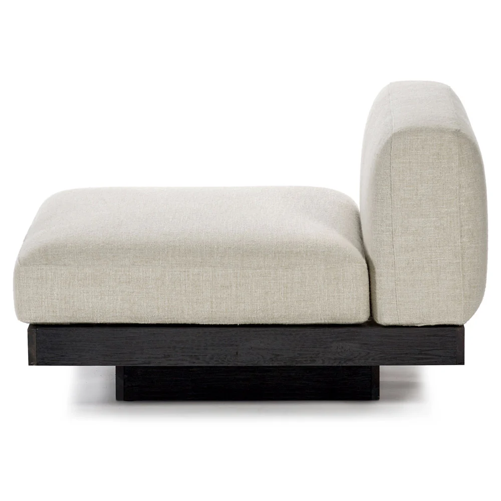 Rudolph 1 Seater Bench - Bone Cushions, Black Oak Base - Image 3