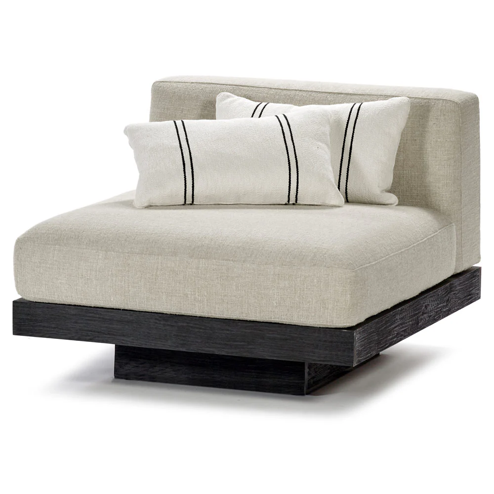 Rudolph 1 Seater Bench - Bone Cushions, Black Oak Base - Image 5