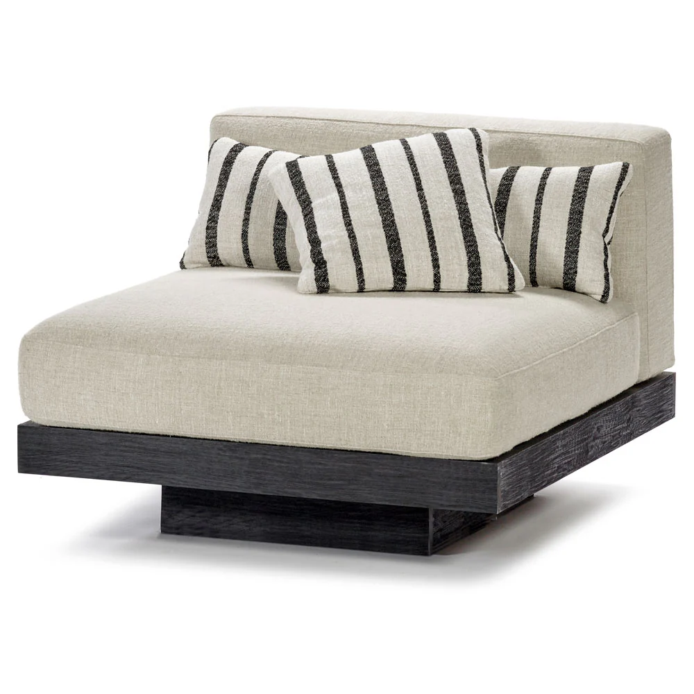 Rudolph 1 Seater Bench - Bone Cushions, Black Oak Base - Image 6