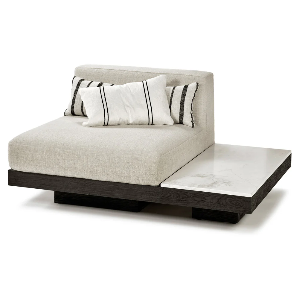 Rudolph 1 Seater Bench - Bone Cushions, Black Oak Base - Image 7