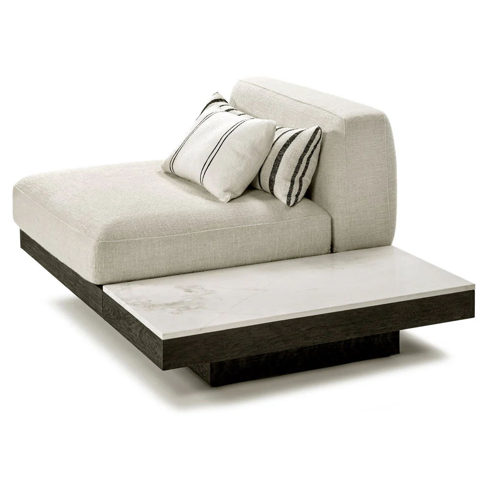 Rudolph 1 Seater Bench - Bone Cushions, Black Oak Base - Image 8
