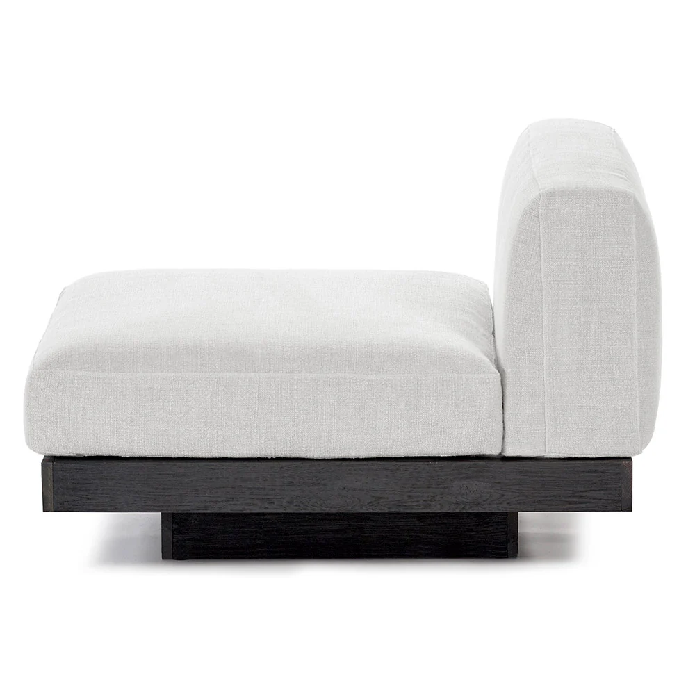 Rudolph 1 Seater Bench - Off White Cushions, Black Oak Base - Image 3