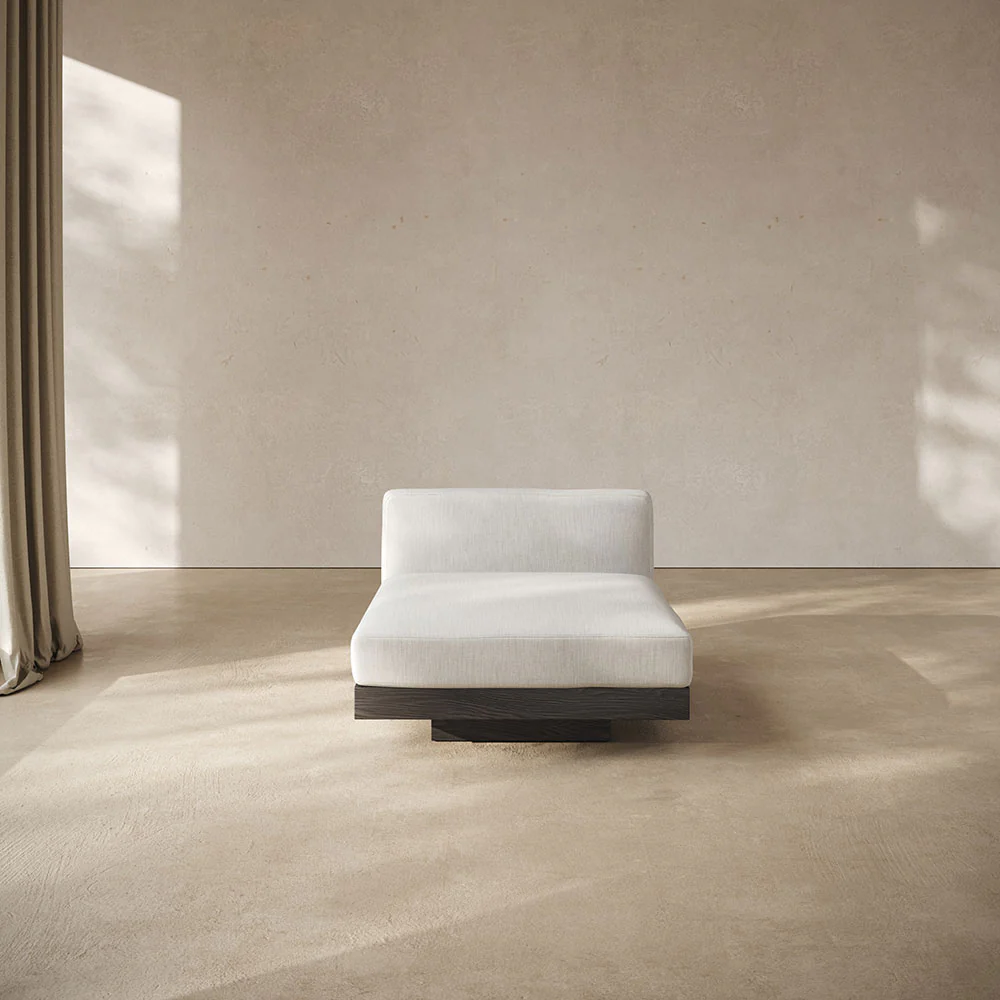 Rudolph 1 Seater Bench - Off White Cushions, Black Oak Base - Image 7