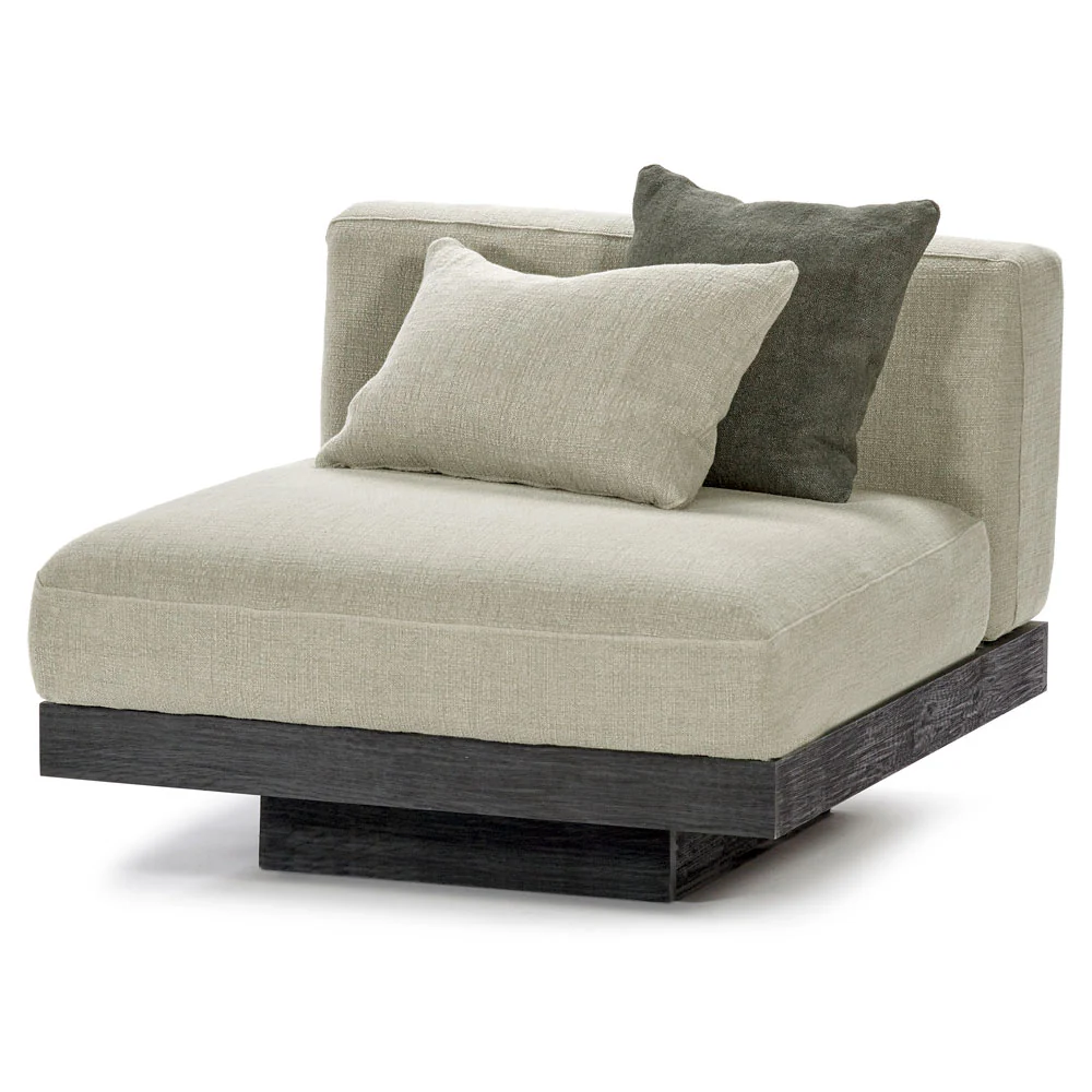 Rudolph 1 Seater Bench - Sand Cushions, Black Oak Base - Image 5