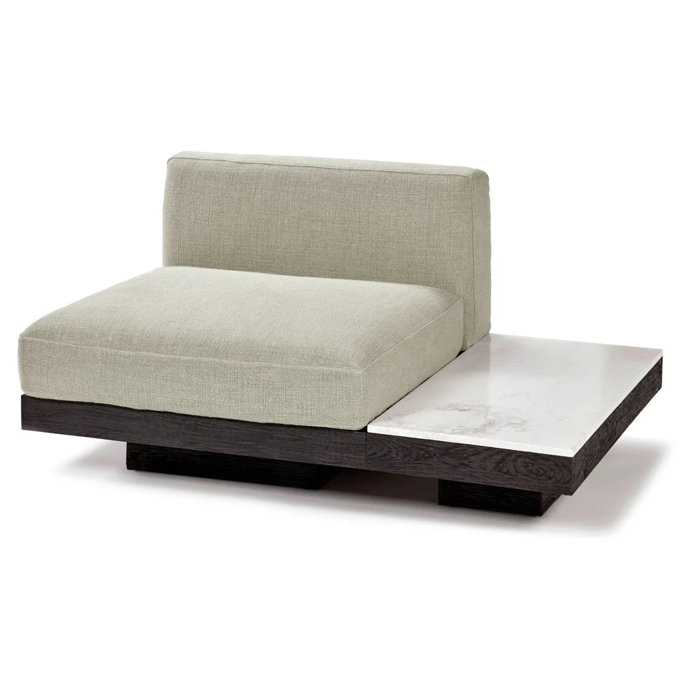 Rudolph 1 Seater Bench - Sand Cushions, Black Oak Base - Image 7