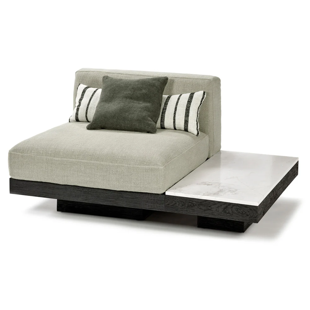 Rudolph 1 Seater Bench - Sand Cushions, Black Oak Base - Image 8