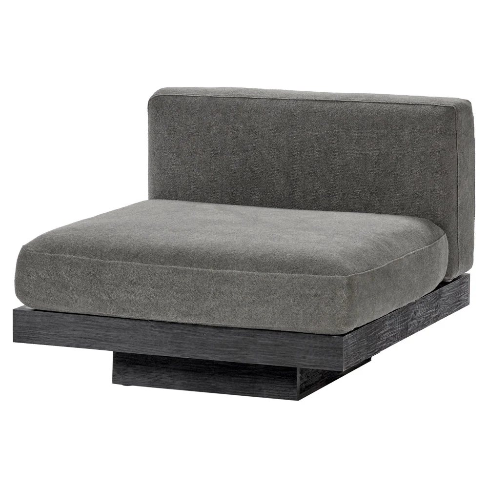 Rudolph 1 Seater Bench - Smoke Cushions, Black Oak Base