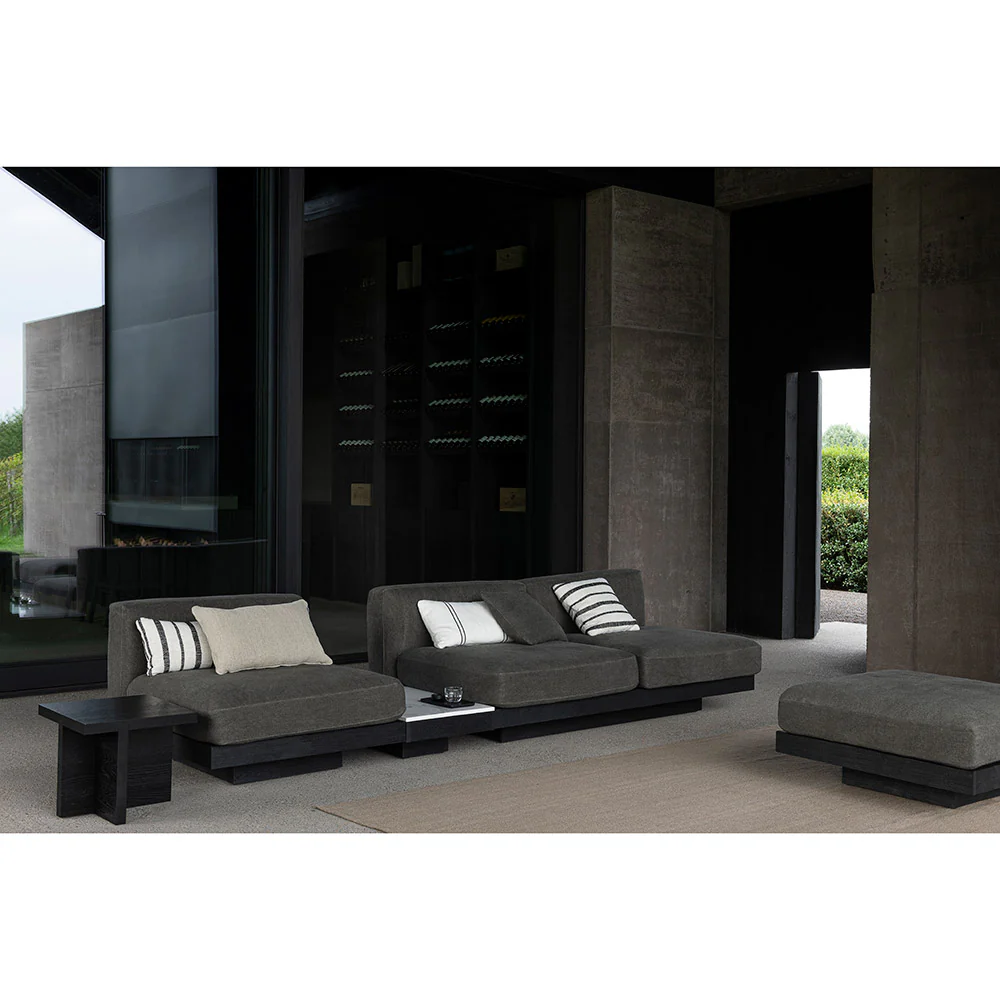 Rudolph 1 Seater Bench - Smoke Cushions, Black Oak Base - Image 12