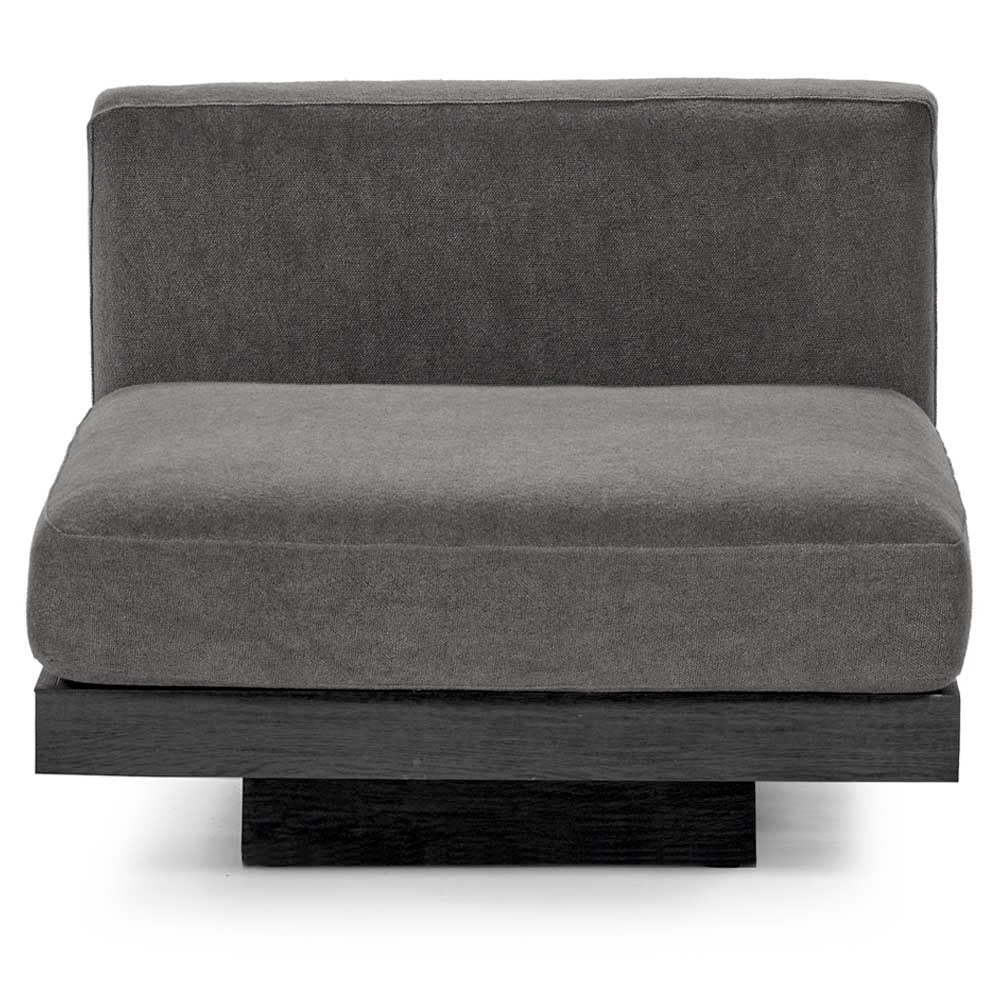 Rudolph 1 Seater Bench - Smoke Cushions, Black Oak Base - Image 2