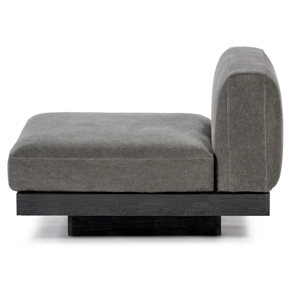 Rudolph 1 Seater Bench - Smoke Cushions, Black Oak Base - Image 3
