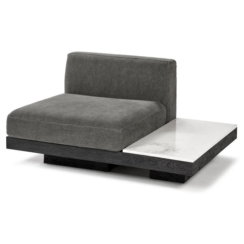 Rudolph 1 Seater Bench - Smoke Cushions, Black Oak Base - Image 4