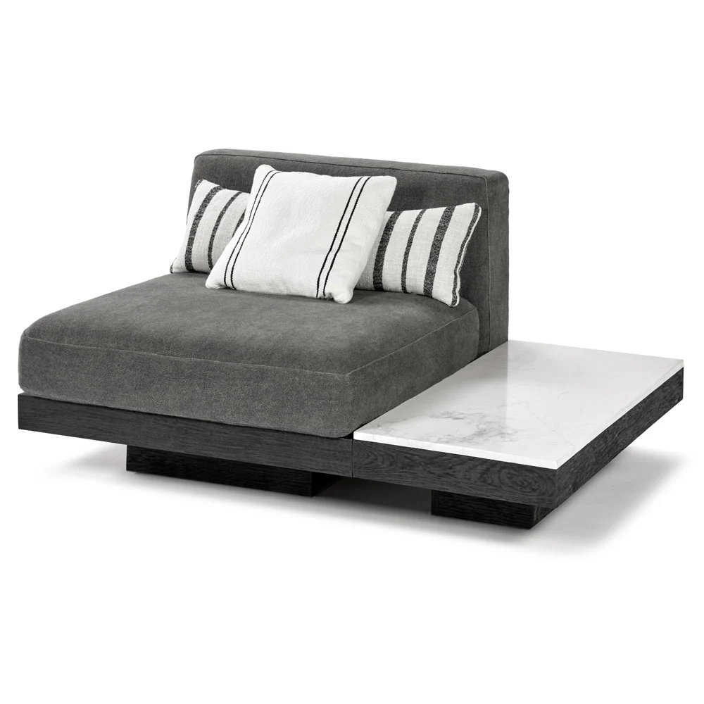 Rudolph 1 Seater Bench - Smoke Cushions, Black Oak Base - Image 5