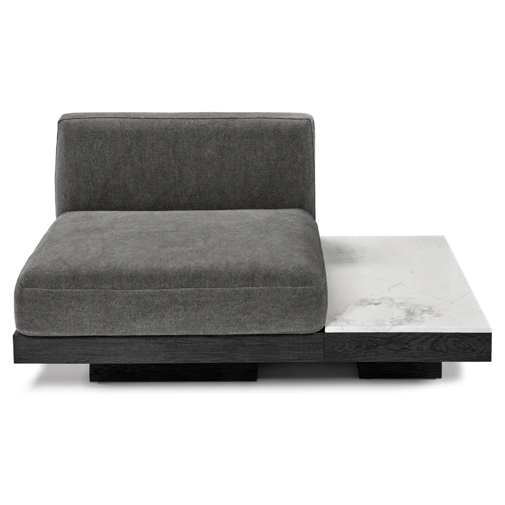 Rudolph 1 Seater Bench - Smoke Cushions, Black Oak Base - Image 6