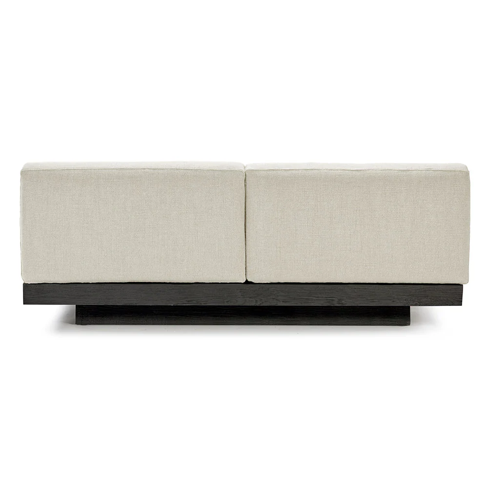 Rudolph 2 Seater Bench Sofa - Beige Cushions, Black Oak Base - Image 4