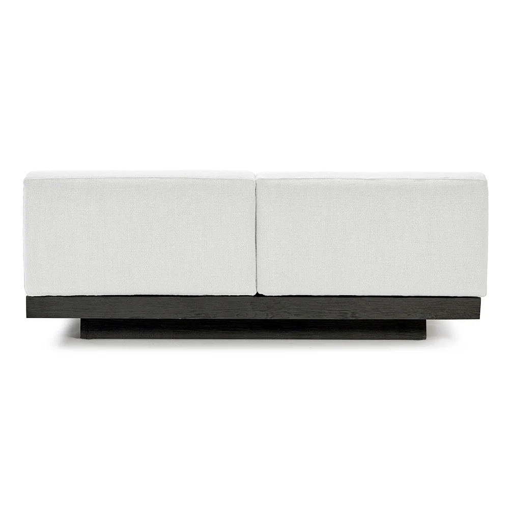 Rudolph 2 Seater Bench Sofa - Off White Cushions, Black Oak Base - Image 3