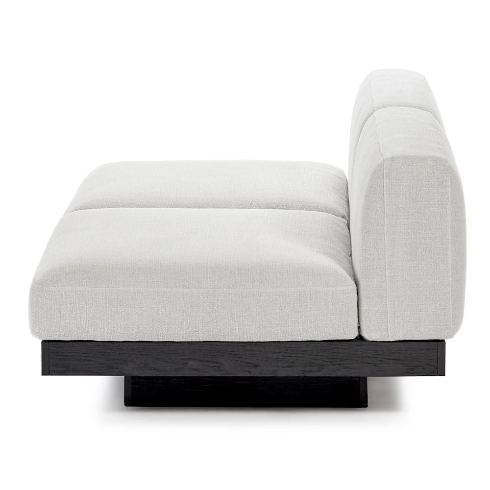 Rudolph 2 Seater Bench Sofa - Off White Cushions, Black Oak Base - Image 4