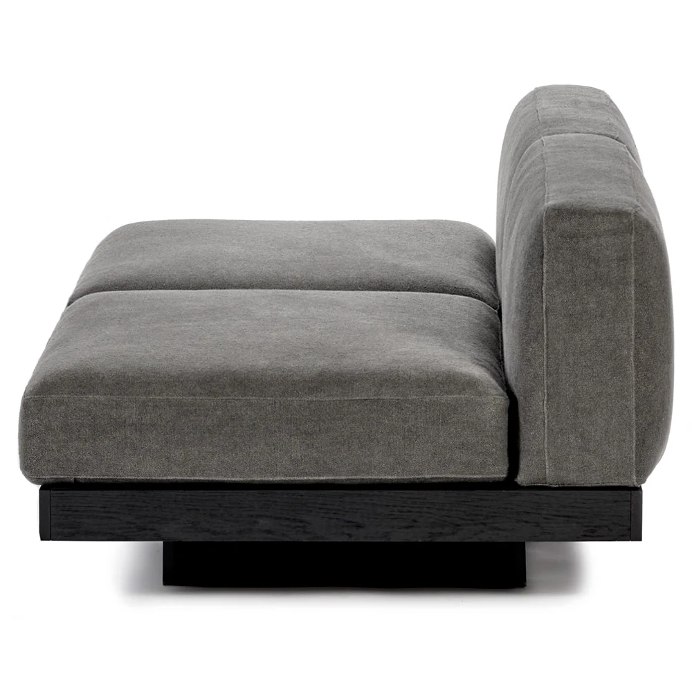 Rudolph 2 Seater Bench Sofa - Smoke Cushions, Black Oak Base - Image 3