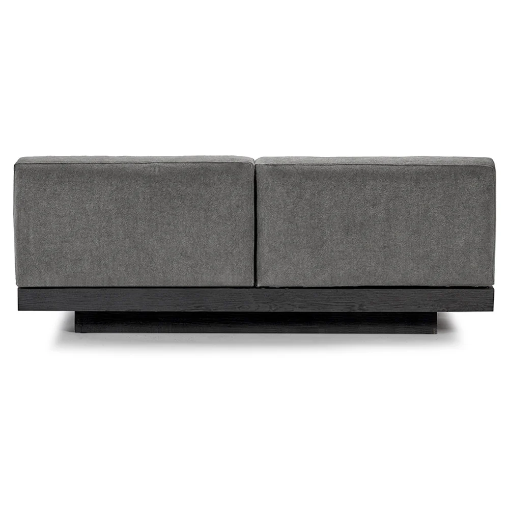 Rudolph 2 Seater Bench Sofa - Smoke Cushions, Black Oak Base - Image 4