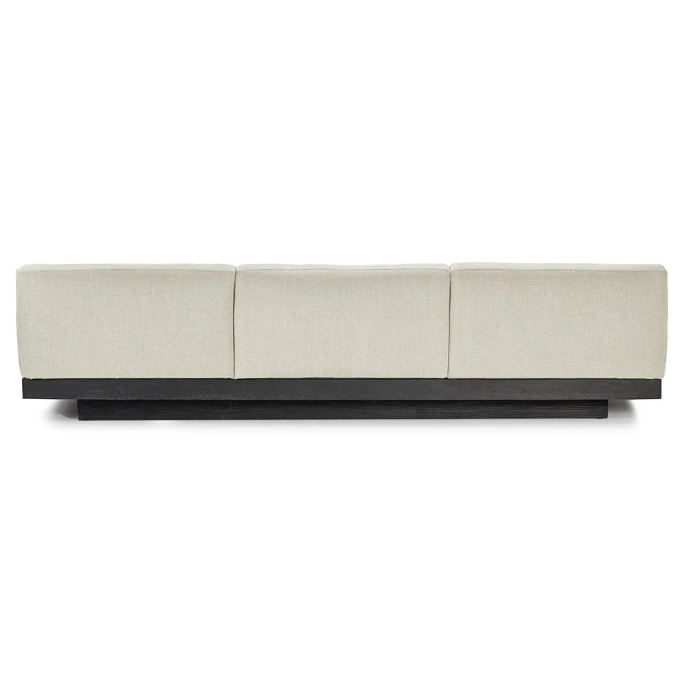 Rudolph 3 Seater Bench Sofa - Beige Cushions, Black Oak Base - Image 4