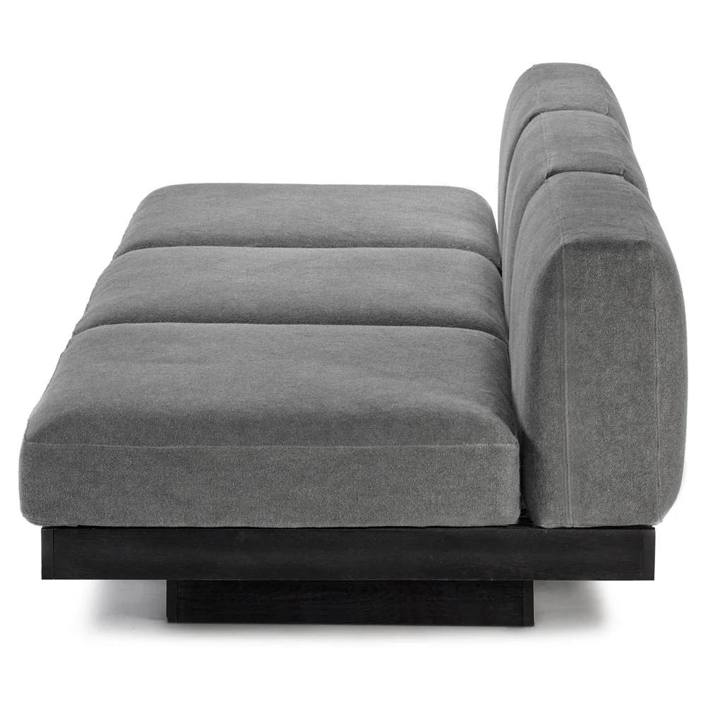 Rudolph 3 Seater Bench Sofa - Smoke Cushions, Black Oak Base - Image 3