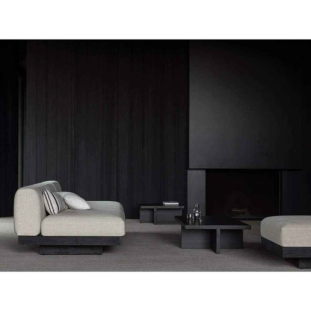 Rudolph Ottoman - Bone Cushions, Black Oak Base - Image 4