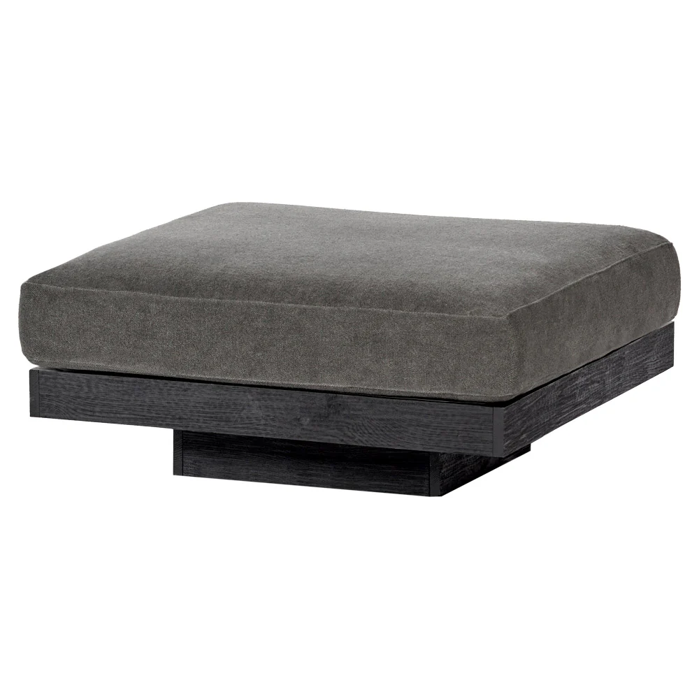 Rudolph Ottoman - Smoke Cushions, Black Oak Base