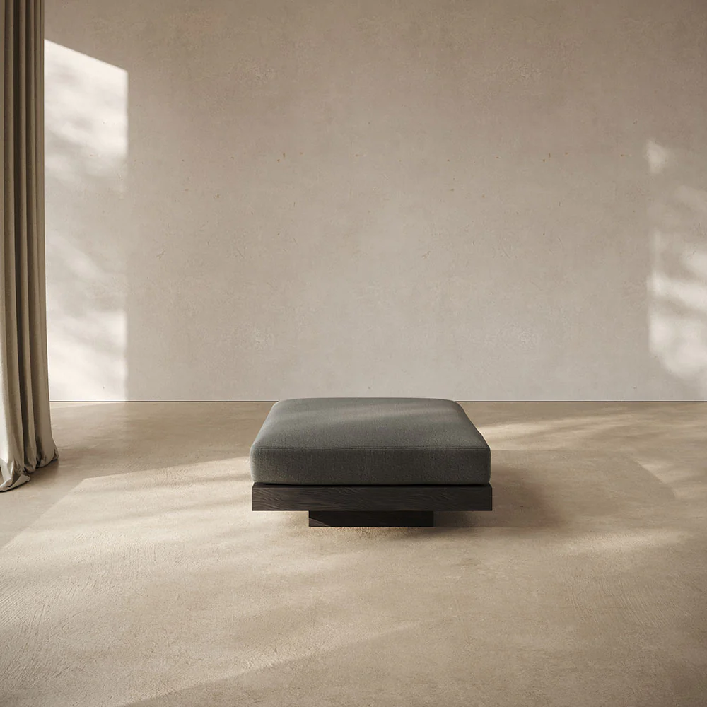 Rudolph Ottoman - Smoke Cushions, Black Oak Base - Image 3