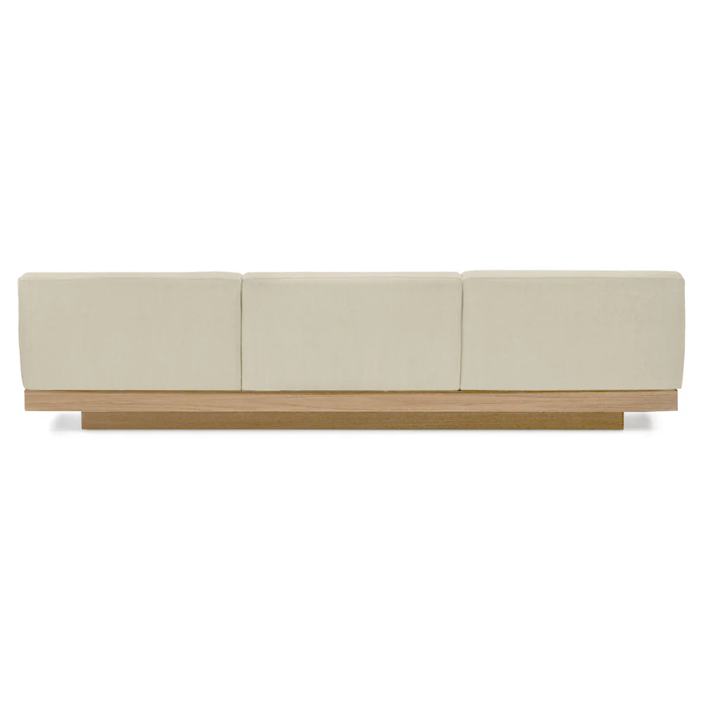 Rudolph Outdoor 3 Seater Bench Sofa - Chalk Cushions, Teak Base - Image 4