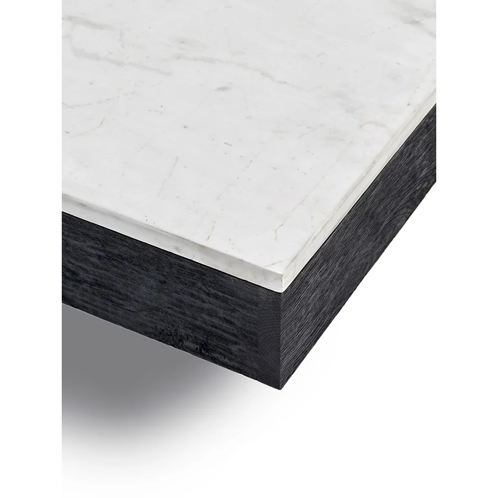 Rudolph Rectangular Large Coffee Table - White Marble Top, Black Oak Base - Image 2