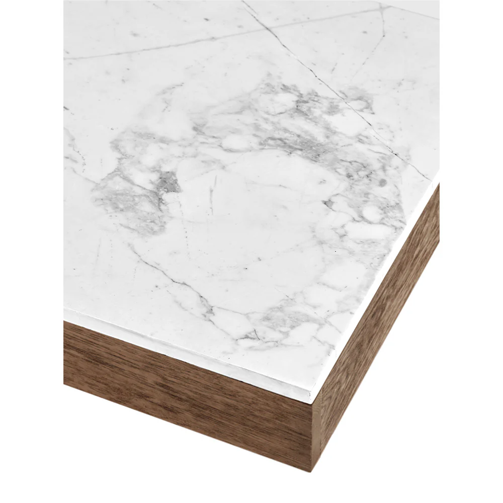 Rudolph Rectangular Small Coffee Table - White Marble Top, Cognac Oak Base - Image 2