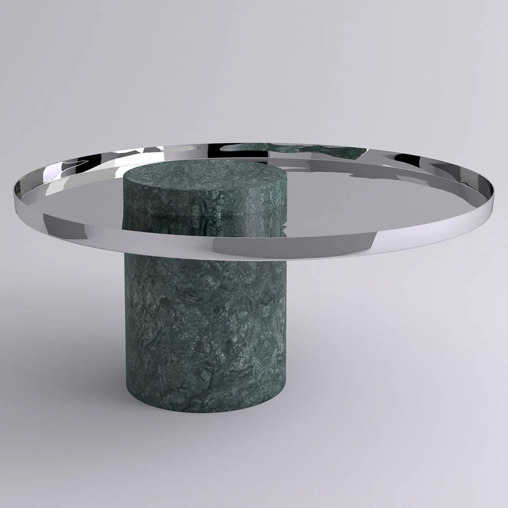 Salute Low Coffee Table - Polished Steel - Image 2