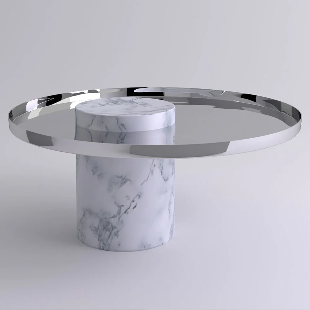 Salute Low Coffee Table - Polished Steel - Image 3