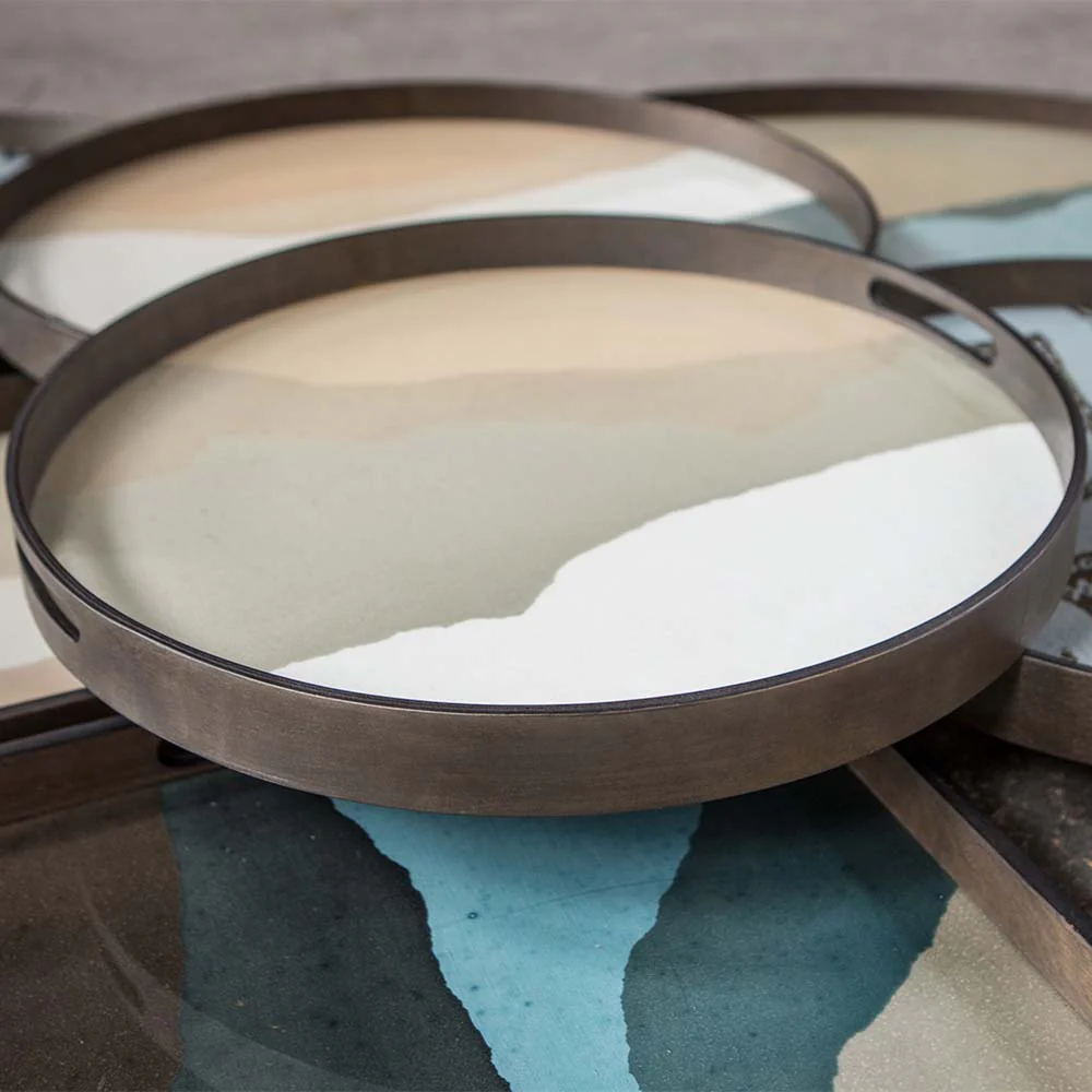 Sand Wabi Sabi Glass Tray - Round, Small - Image 4