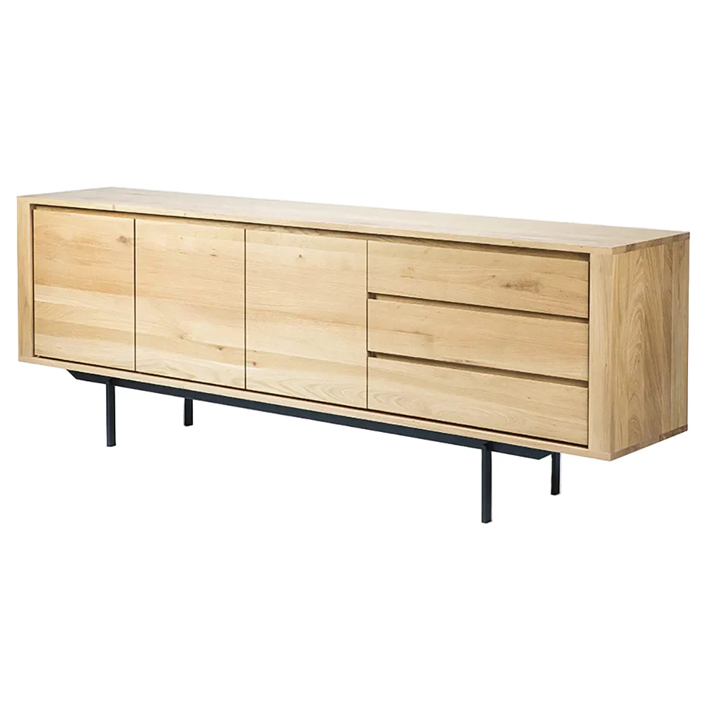 Shadow Sideboard - 3 Doors, 3 Drawers, Oak, Black Metal Legs - Image 2