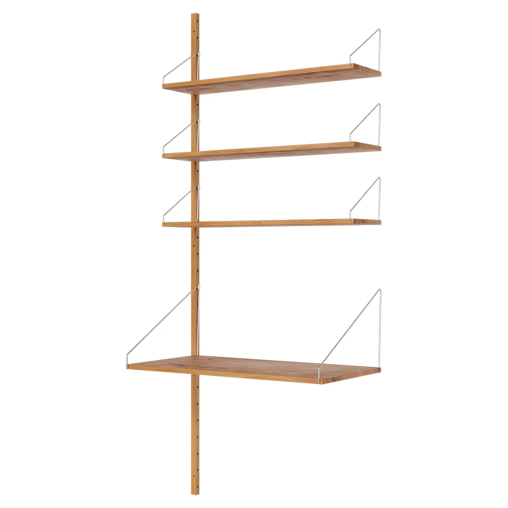 Shelf Library Add-on Desk Section - 32.18"W x 72.91"H, Natural Oak - Image 2