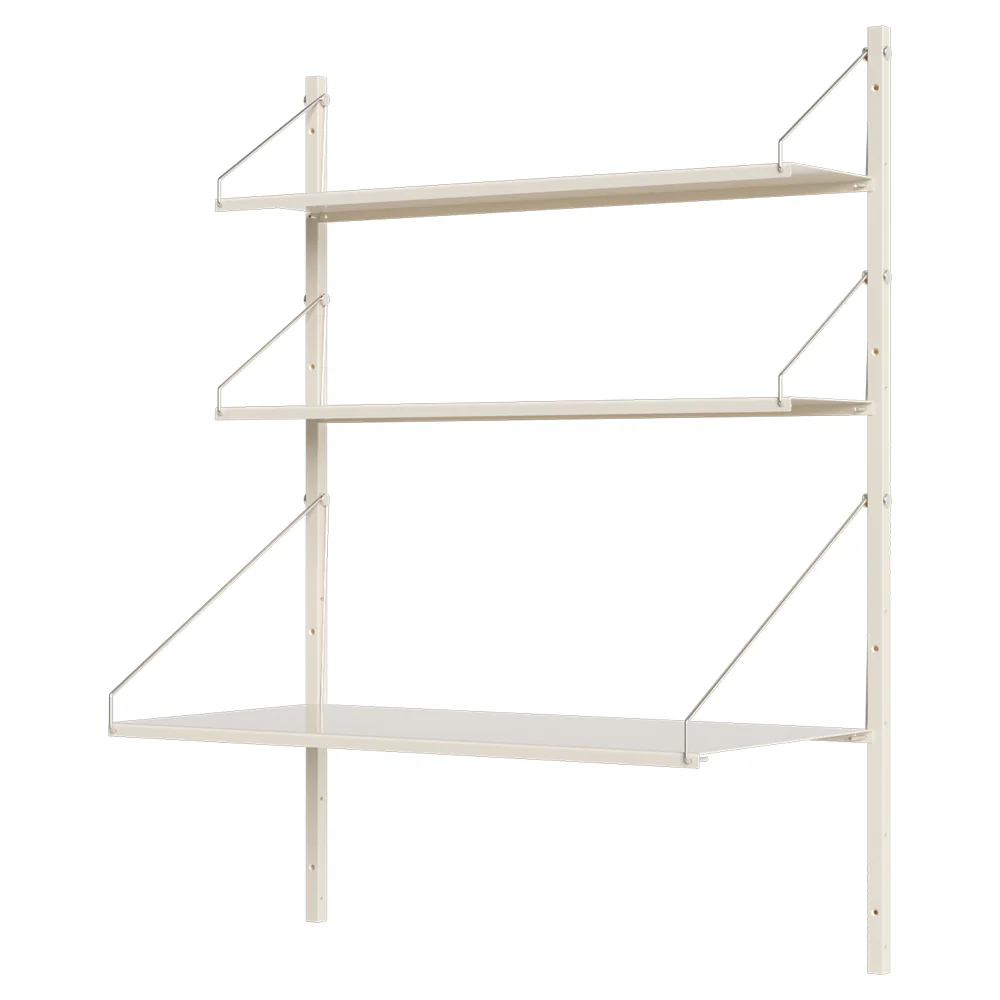 Shelf Library Desk Section - 32.48"W x 42.67"H, Warm White Steel - Image 2