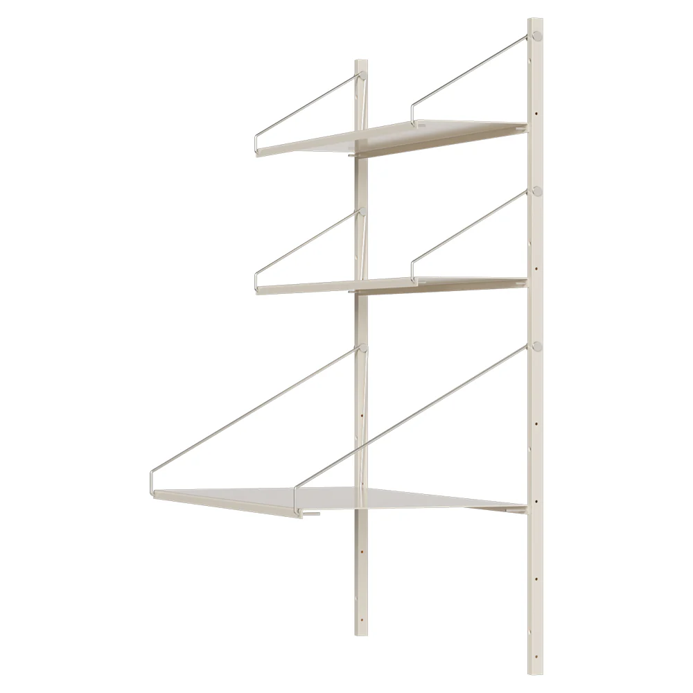Shelf Library Desk Section - 32.48"W x 42.67"H, Warm White Steel - Image 3