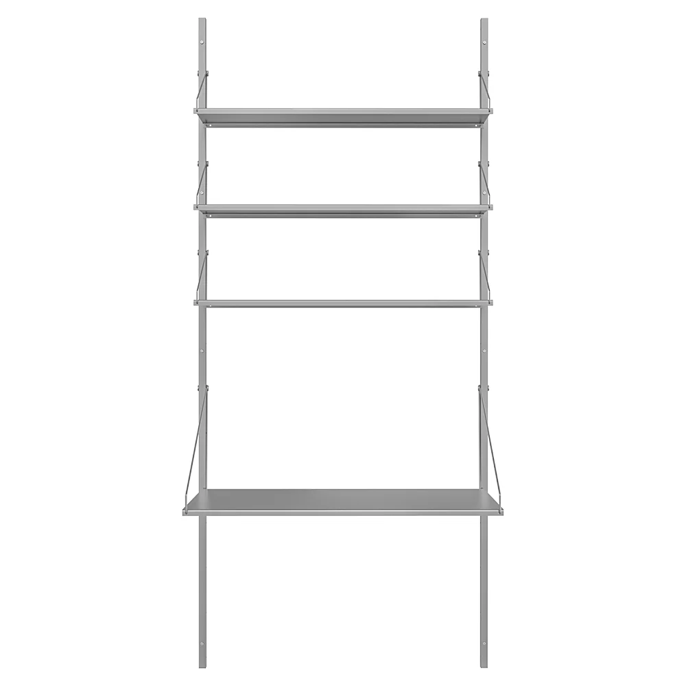 Shelf Library Desk Section - 32.48"W x 72.91"H, Stainless Steel