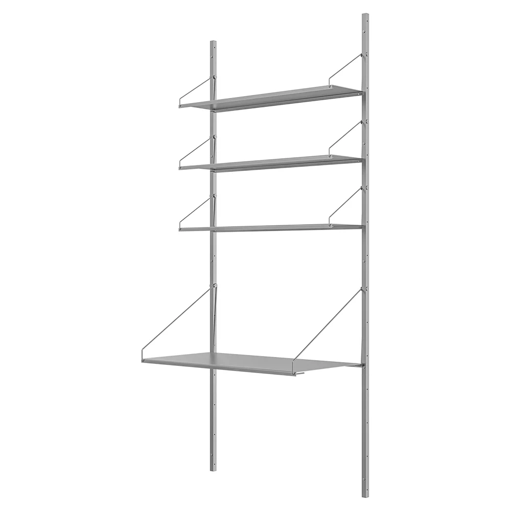 Shelf Library Desk Section - 32.48"W x 72.91"H, Stainless Steel - Image 2