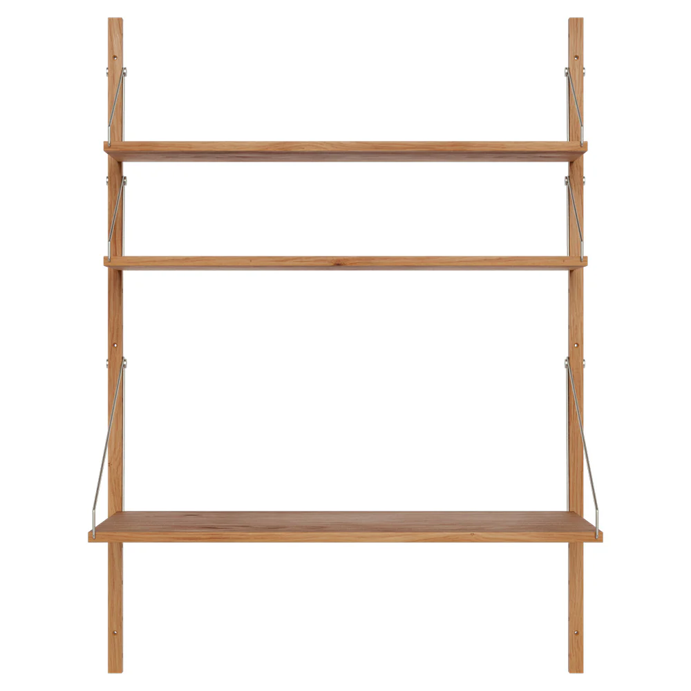 Shelf Library Desk Section - 32.87"W x 45.2"H, Natural Oak