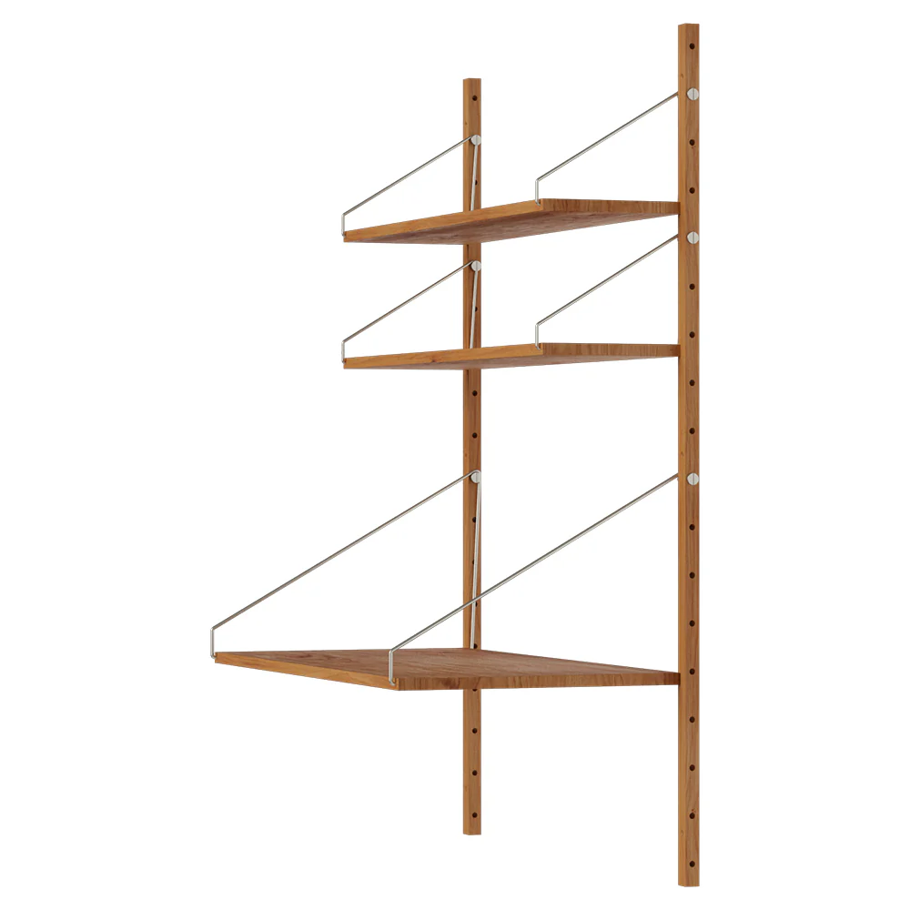 Shelf Library Desk Section - 32.87"W x 45.2"H, Natural Oak - Image 3