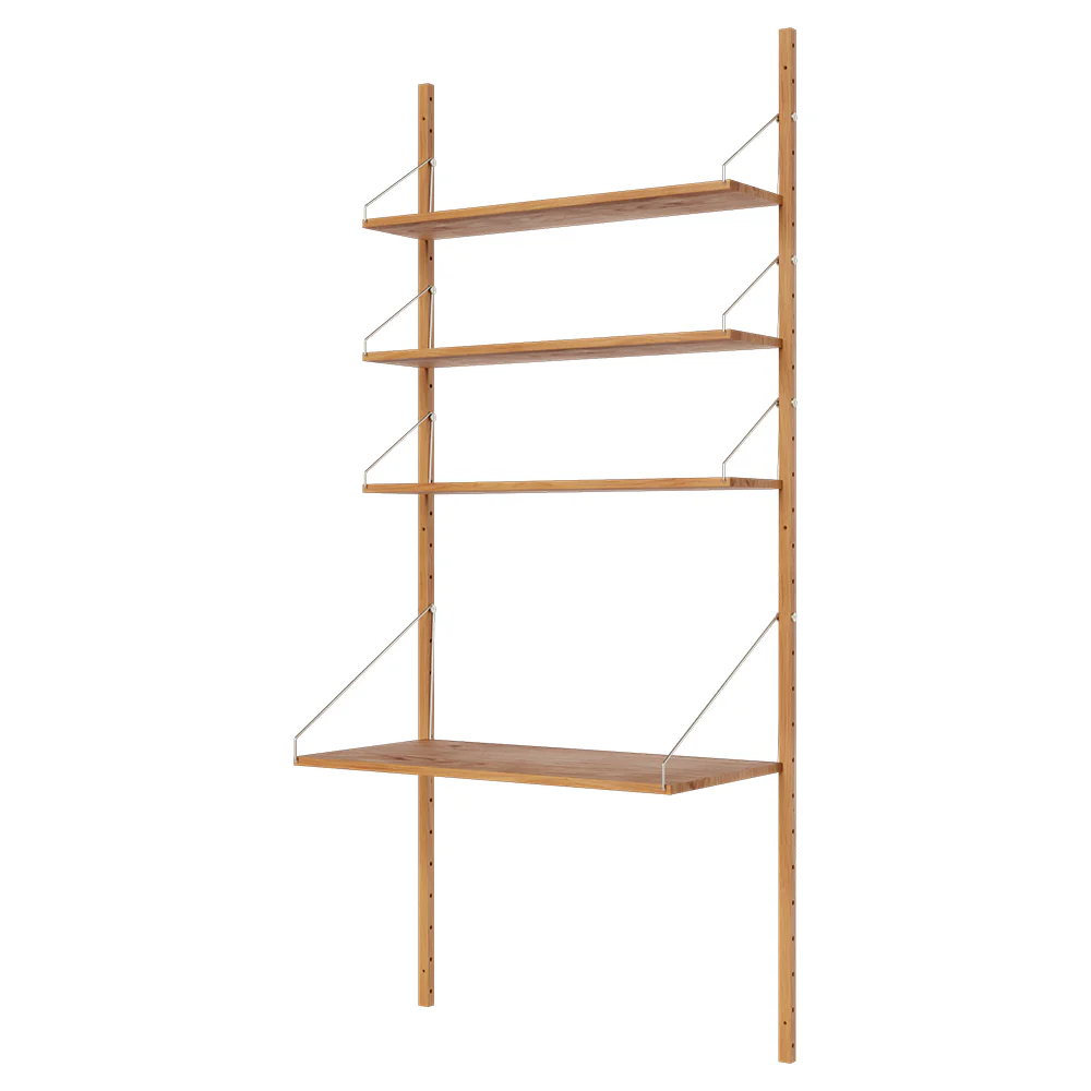 Shelf Library Desk Section - 32.87"W x 72.91"H, Natural Oak - Image 2