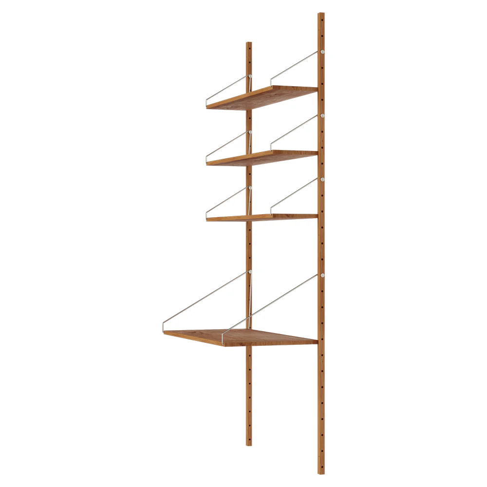 Shelf Library Desk Section - 32.87"W x 72.91"H, Natural Oak - Image 3